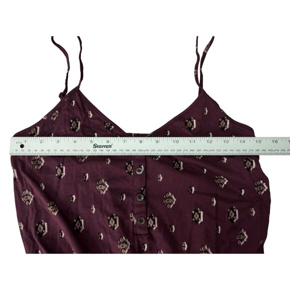 Aero Seriously Soft Jr. Womens Sz S Burgundy Floral Print Spaghetti Strap Romper - Picture 8 of 10